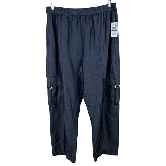 Michael Kors Indigo Blue High Rise Wide Leg Pull-On Utility Ankle Pant XL NWT - Picture 2 of 16